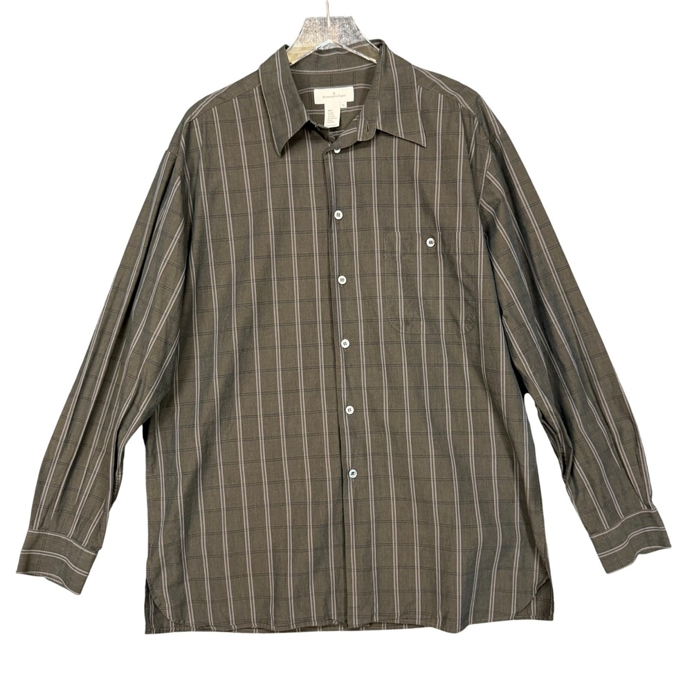 Ermenegildo Zegna Button Up Men XL Brown Striped Long Sleeve Cotton Italy Luxury